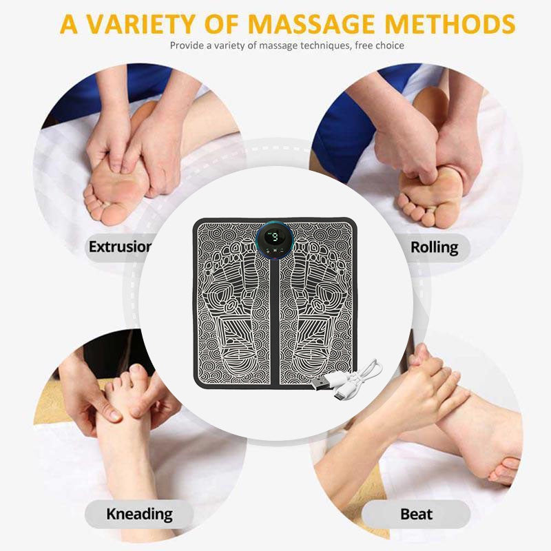 Rechargeable Electric Foot Massager Mat with EMS Therapy