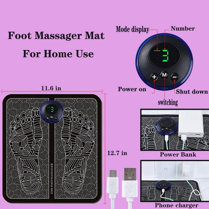 Rechargeable Electric Foot Massager Mat with EMS Therapy