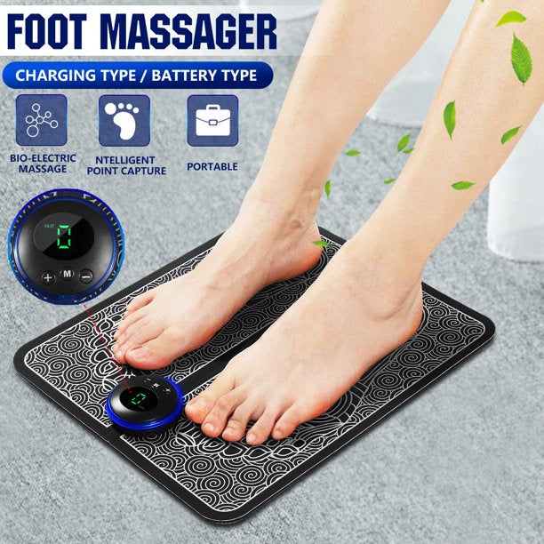 Rechargeable Electric Foot Massager Mat with EMS Therapy